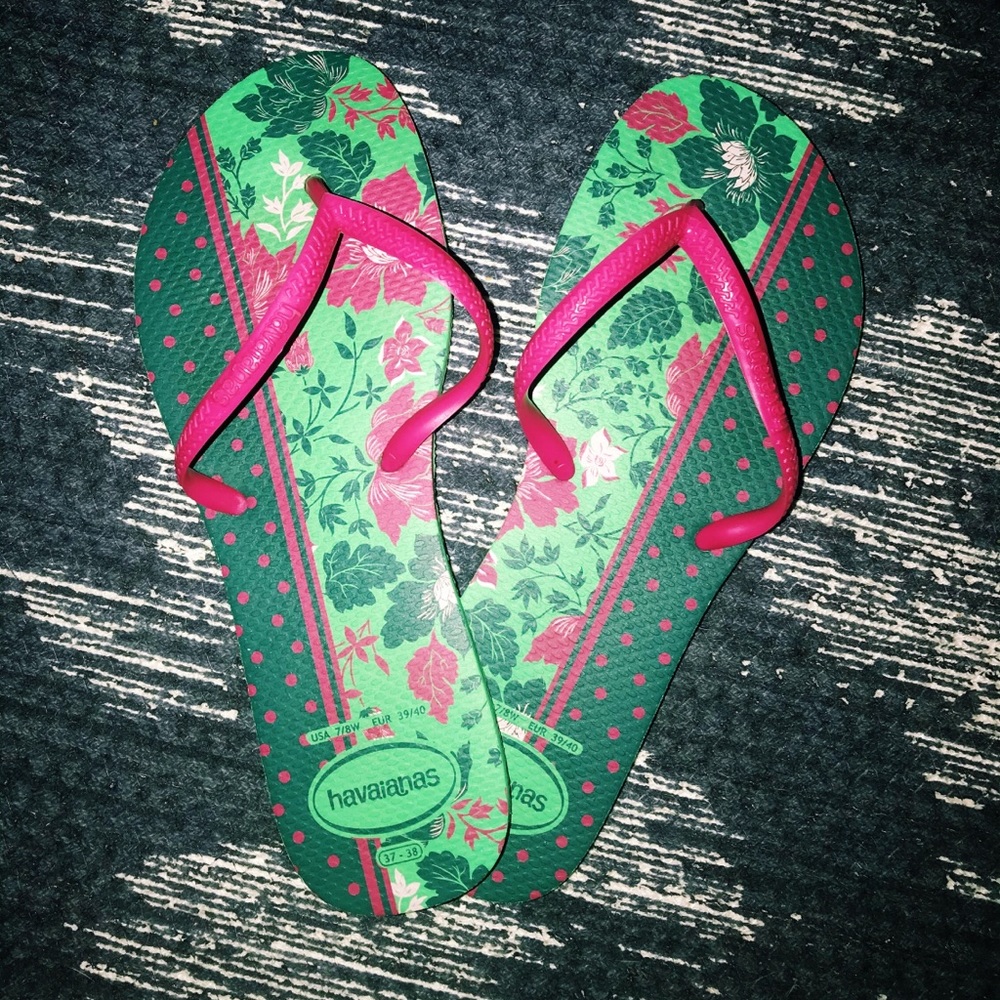🌺Pink and green Havaianas🌺